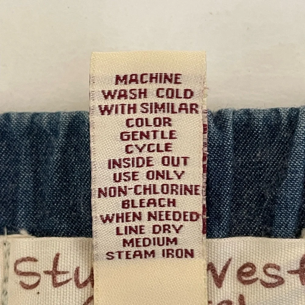 Studio Wear Apparel Tiered Ombré Long Denim Skirt w/Lace Hem Size Small Pull On - Picture 8 of 9